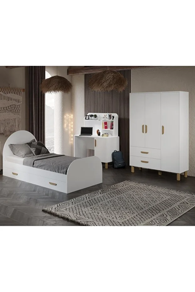 Bohem Cocuk Odası Takımı Yavrulu Masalı Tamamı Mdf Beyaz